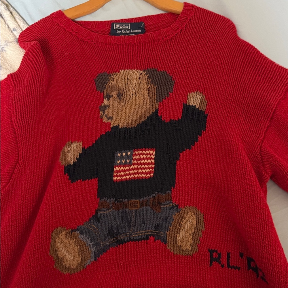 Polo by Ralph Lauren Red Sweater with Bear Design